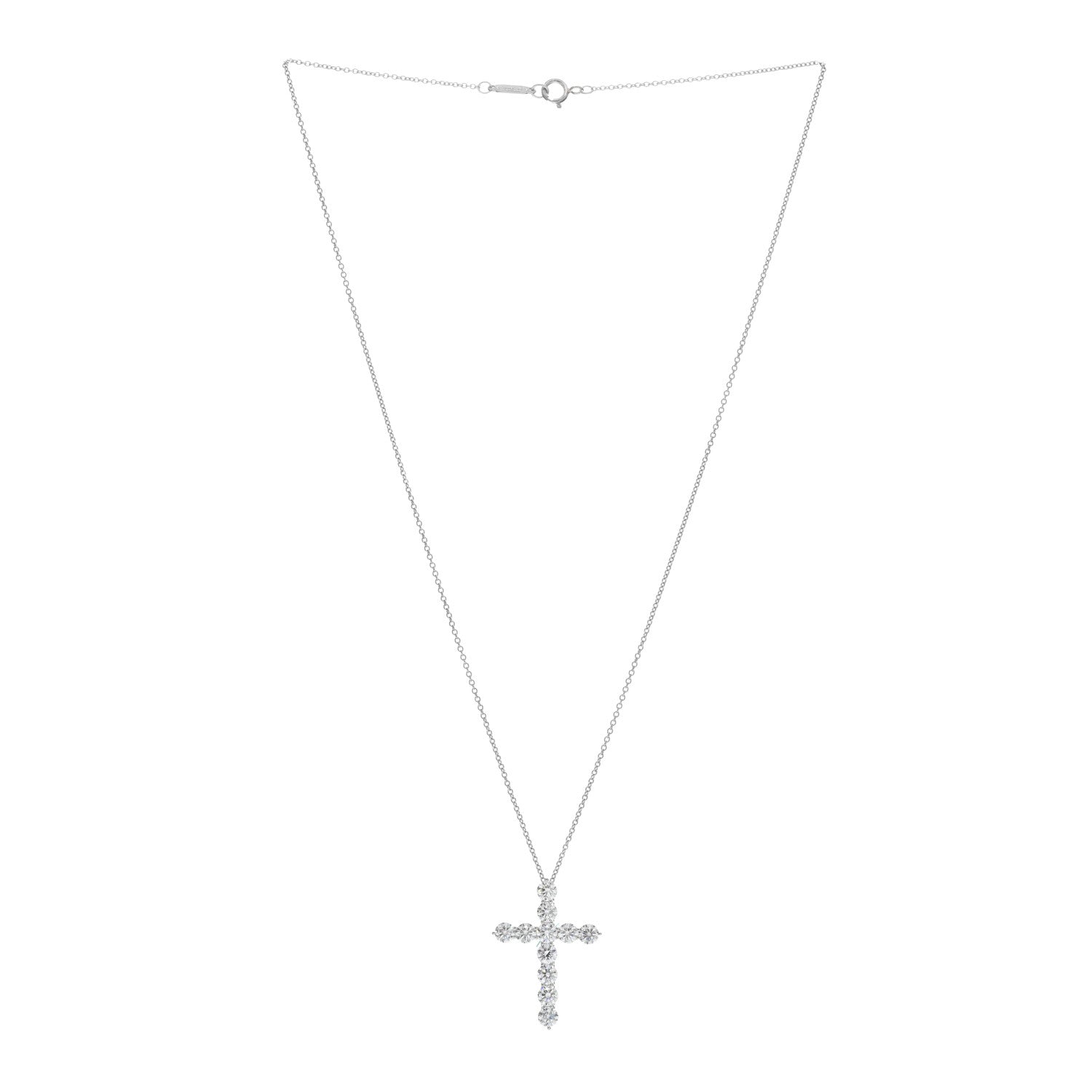 Tiffany Platinum Diamond Large Cross Pendant Necklace 3 of 4