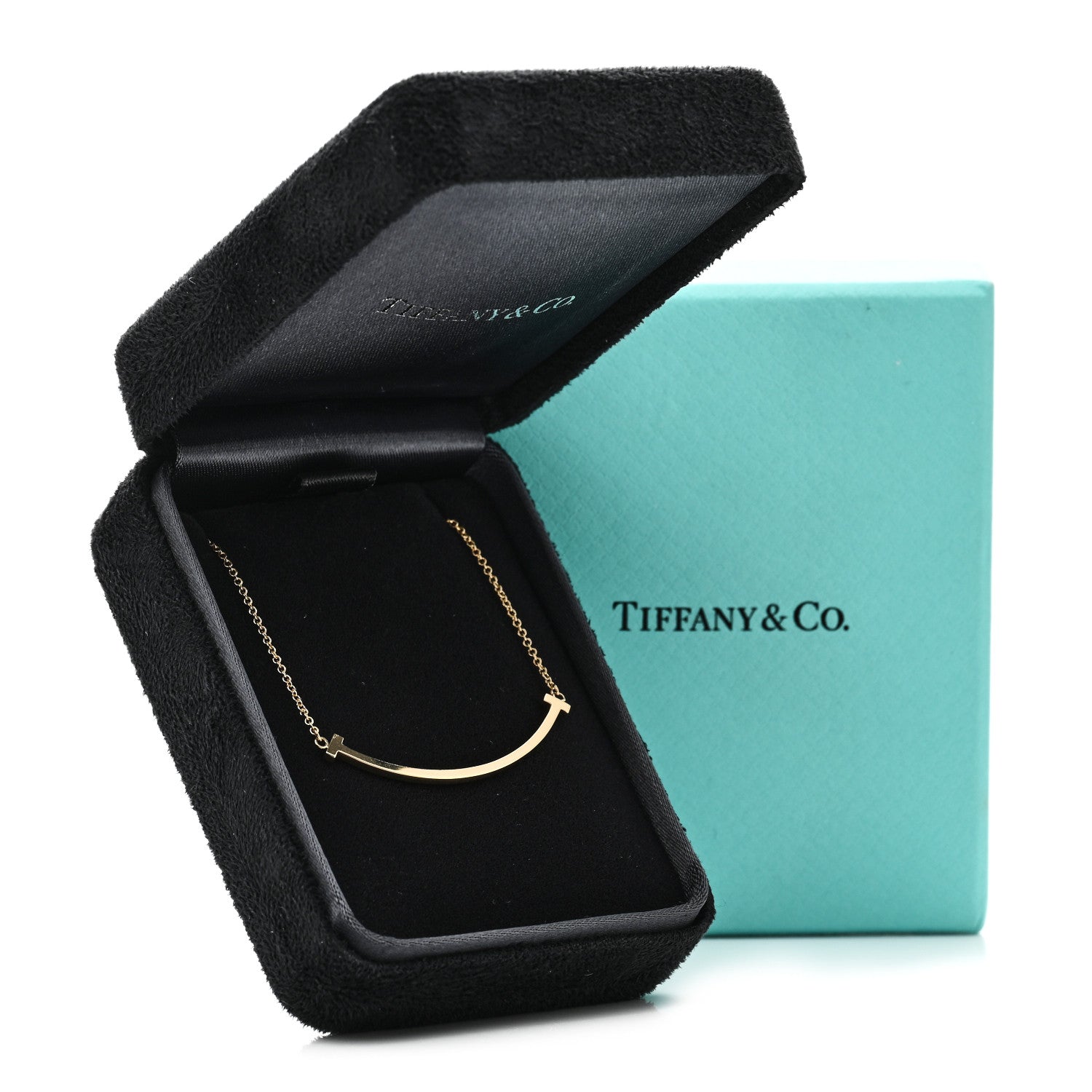 Tiffany 18K Yellow Gold Small T Smile Pendant Necklace 5 of 5