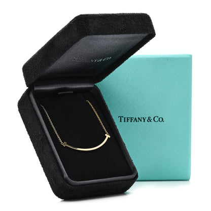 Tiffany 18K Yellow Gold Small T Smile Pendant Necklace 5 of 5