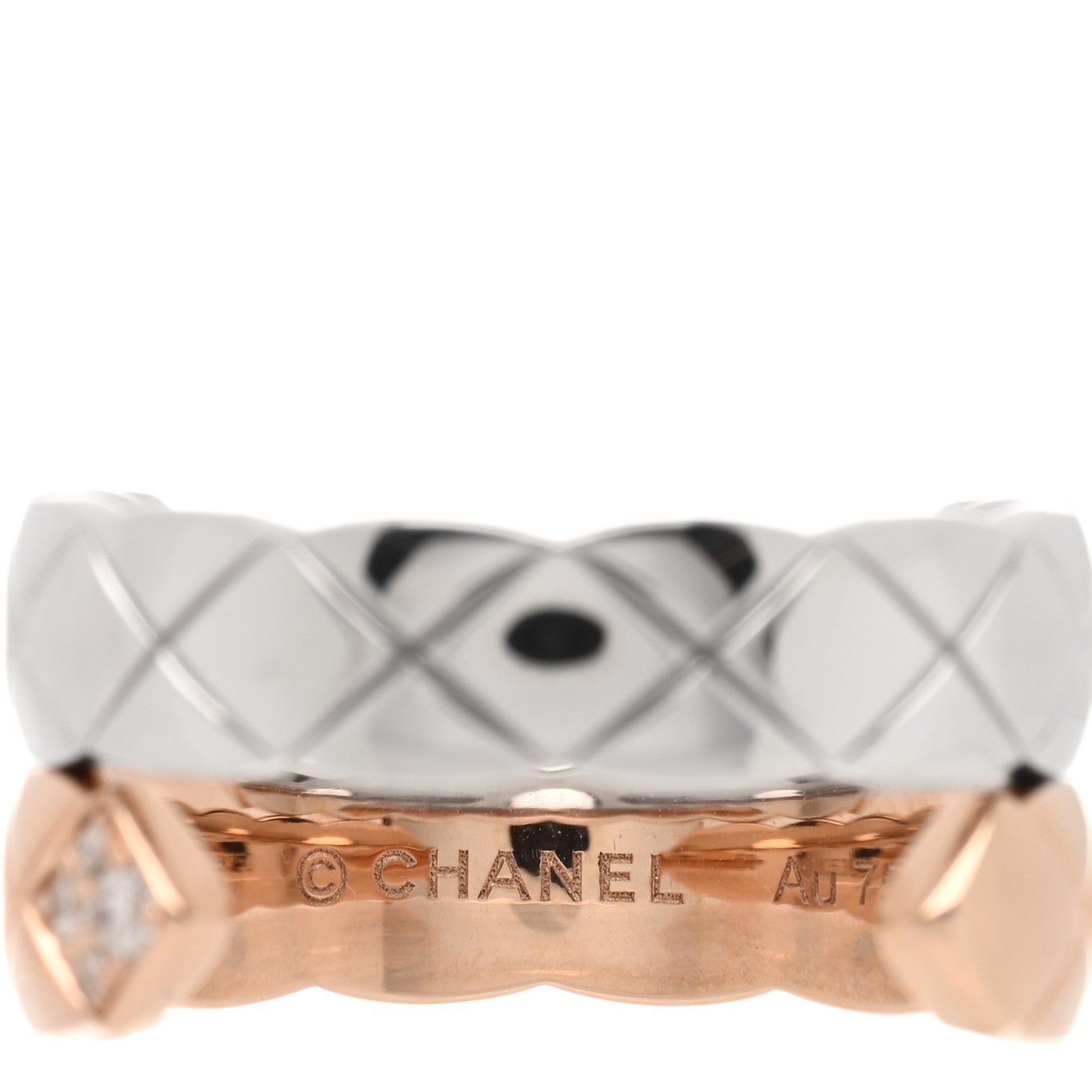Chanel 18K White Beige Gold Diamond Coco Crush Toi et Moi Ring 52 6 4 of 5