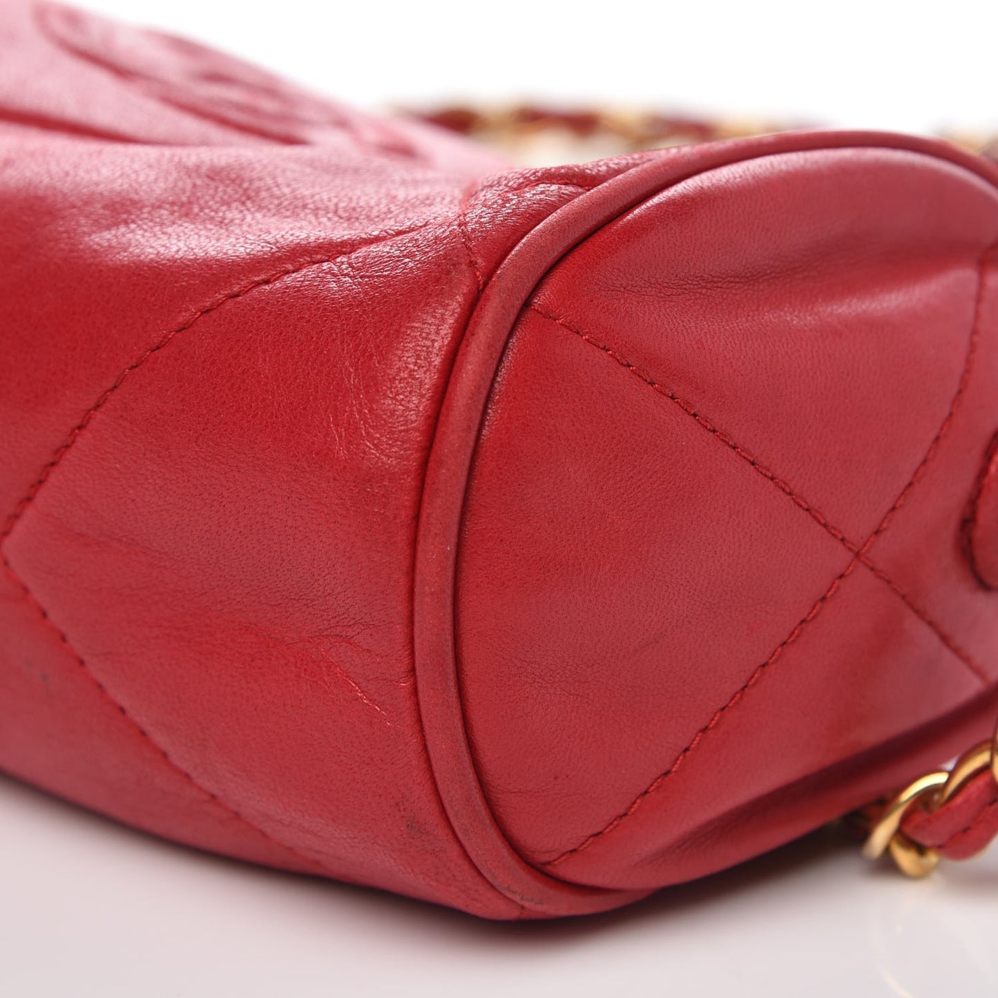 Lambskin Quilted Small Tassel Camera Case Red