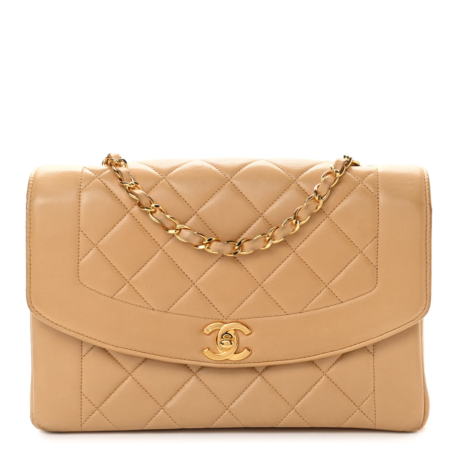 Chanel Lambskin Quilted Medium Single Flap Beige 1 of 15