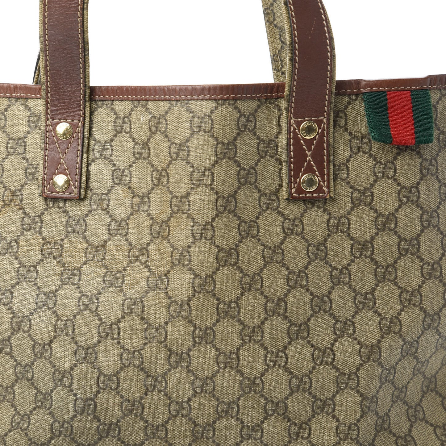 GG Plus Monogram Medium Signature Web Loop Tote Brown