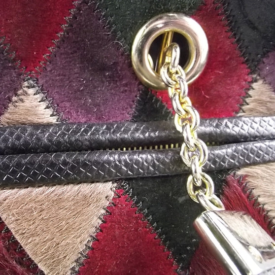 Pony Hair Suede Argyle Shoulder Bag