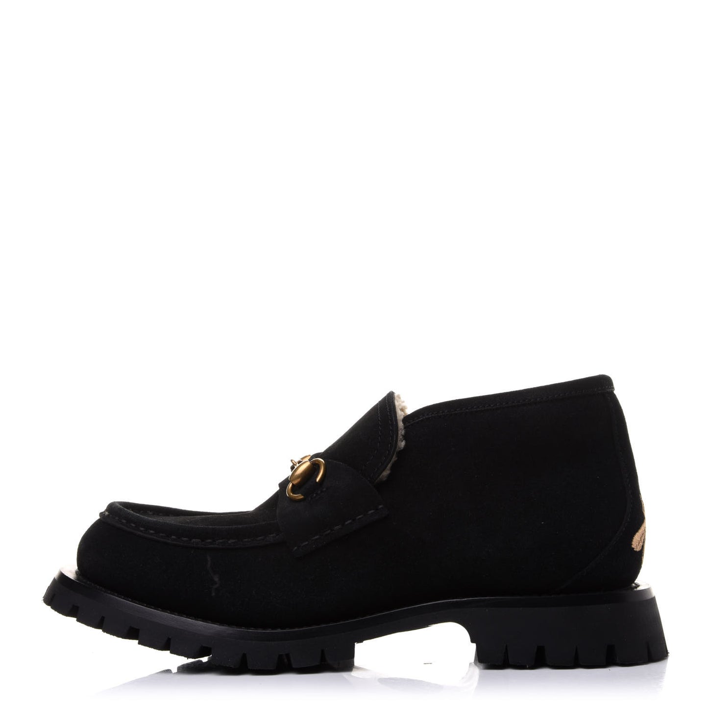 Suede Shearling Mens Harald Horsebit Ankle Boots 7 Black Butterscotch