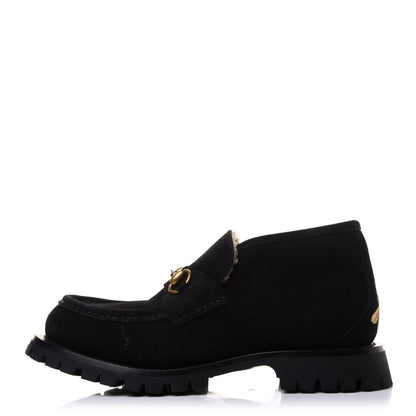 Gucci Suede Shearling Mens Harald Horsebit Ankle Boots 7 Black Butterscotch 1 of 10