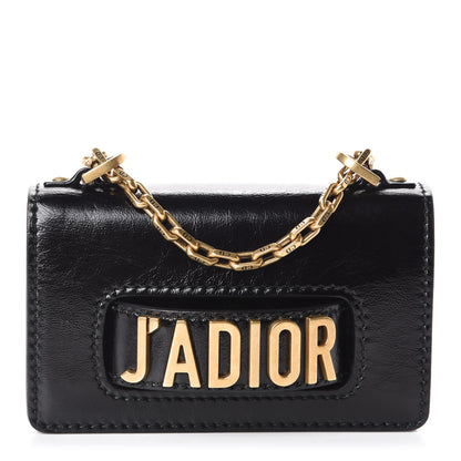 Christian Dior Crinkled Calfskin Mini J'Adior Chain Flap Bag Black 1 of 8