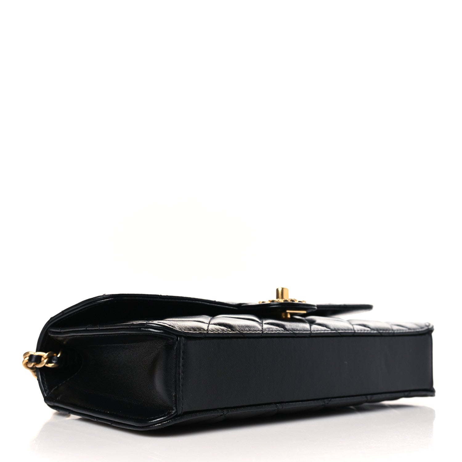 Chanel Shiny Lambskin Quilted Flap Clutch Bag Black 4 of 9