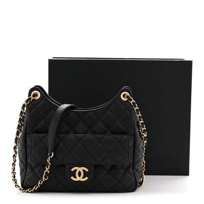 Chanel Caviar Quilted Wavy CC Hobo Black 12 of 12