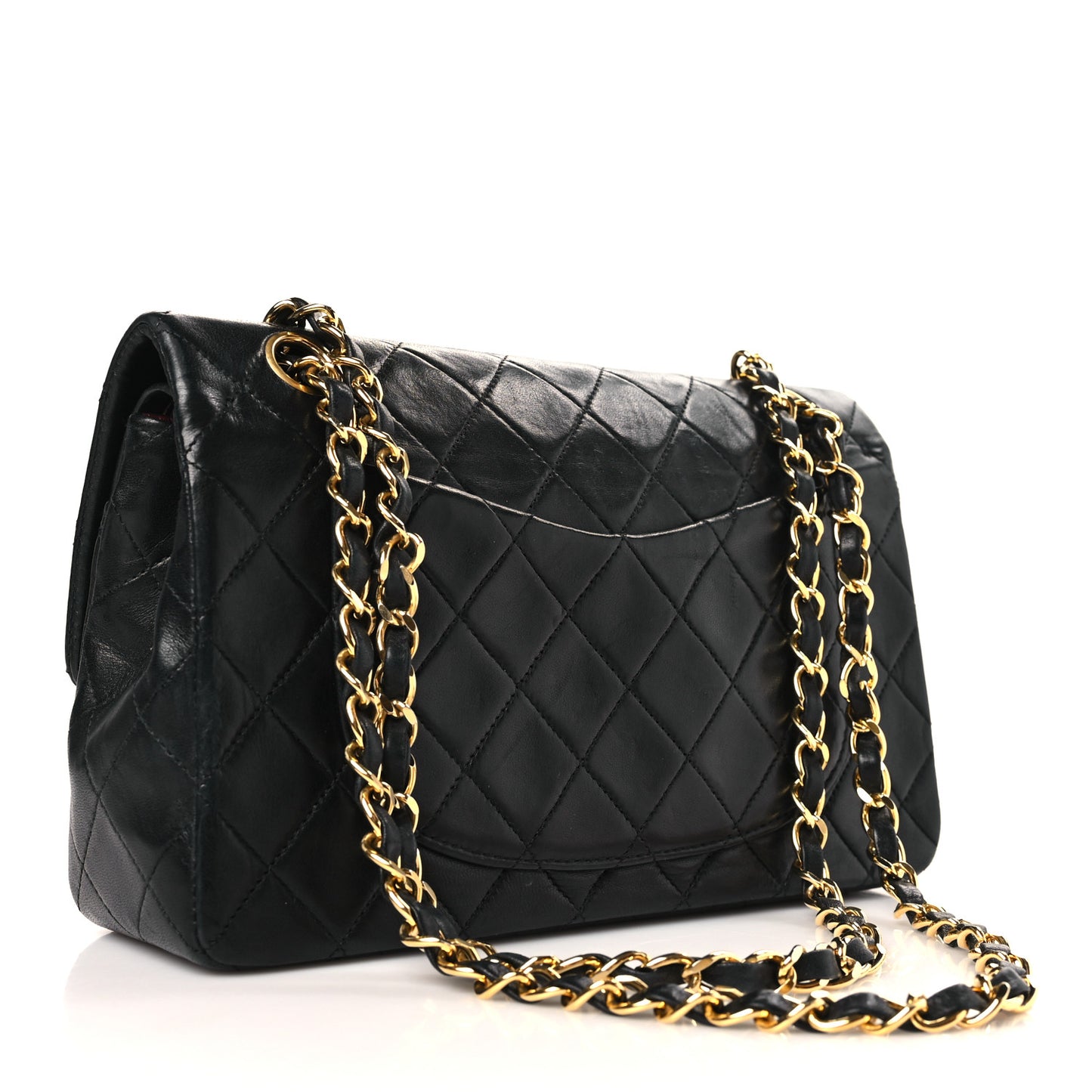 Lambskin Quilted Small Double Flap Black