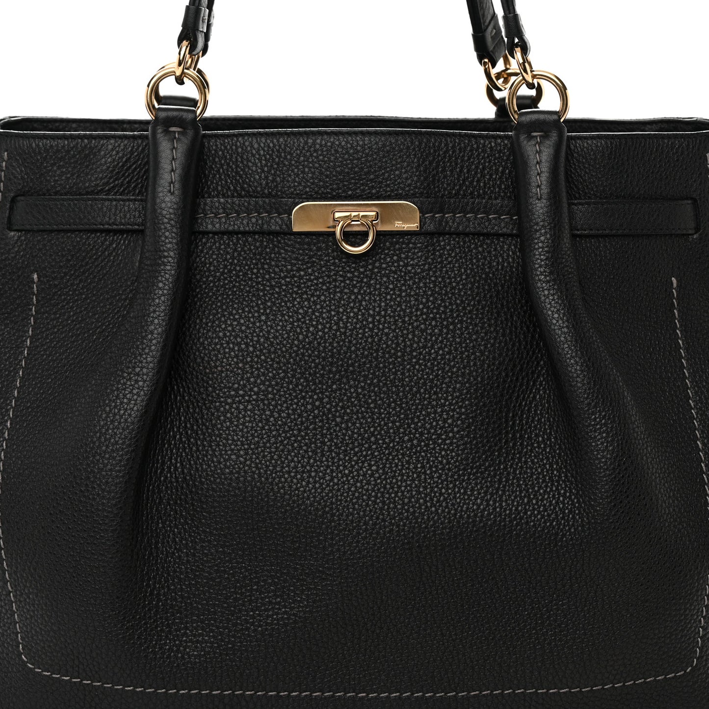 Grained Calfskin Tote Black