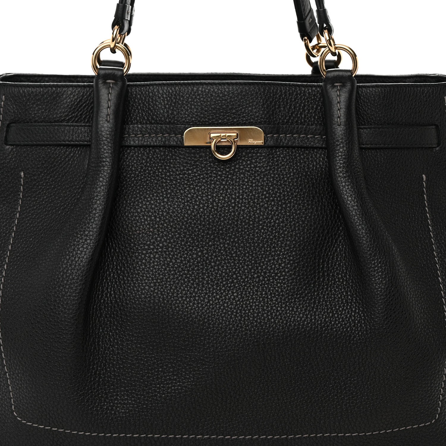 Salvatore Ferragamo Grained Calfskin Tote Black 7 of 18