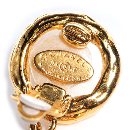 Chanel Gold And Pearl CC Drop Clip On Earrings 4 of 5