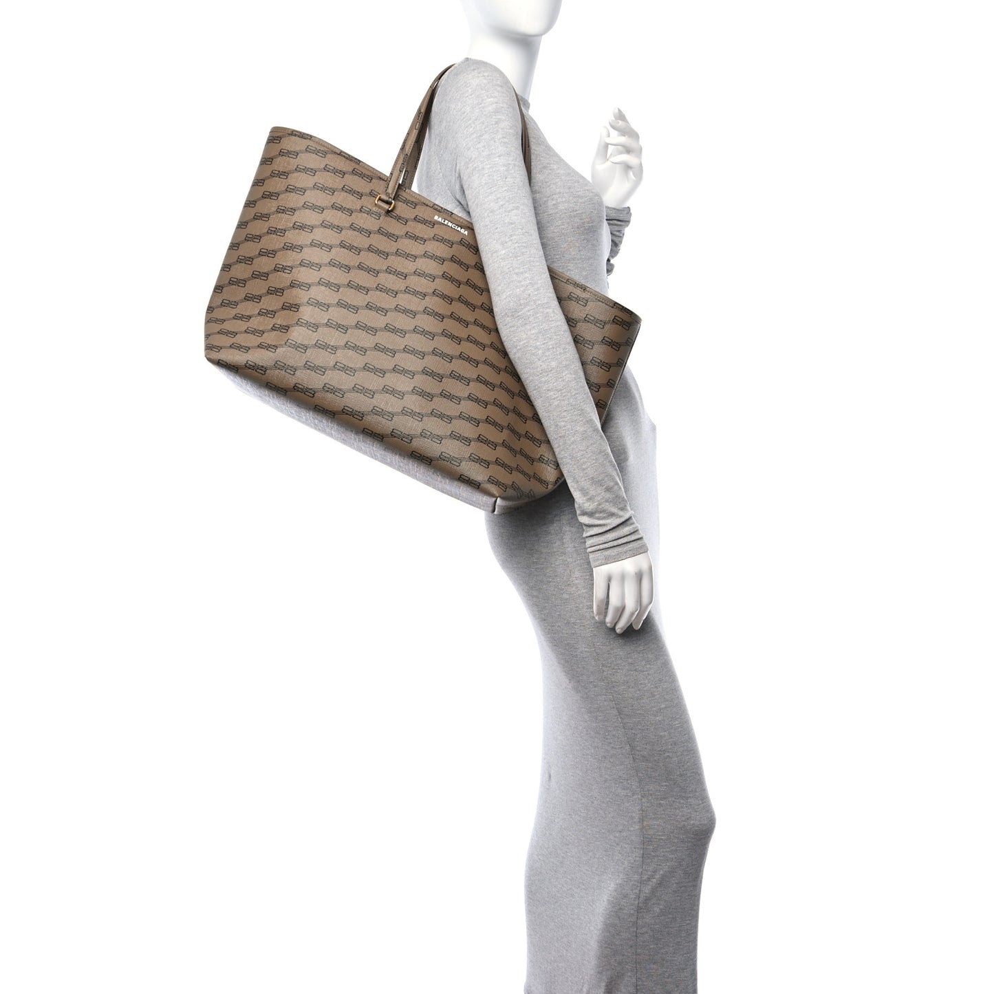 Coated Canvas BB Monogram Large Signature East West Shopper Bag Beige Brown