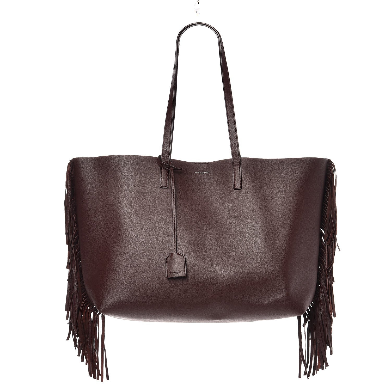 Saint Laurent Calfskin Large Fringe Shopping Tote Amaranto 1 of 7