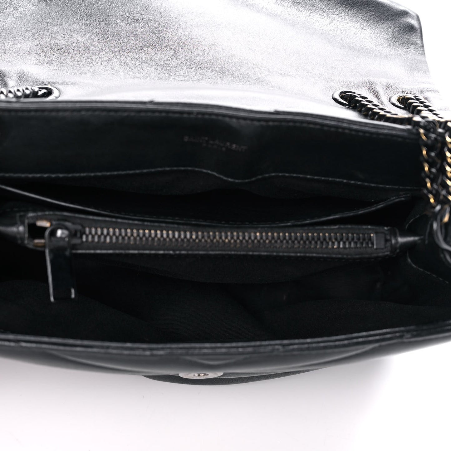 Calfskin Y Quilted Monogram Small Loulou Chain Satchel Black