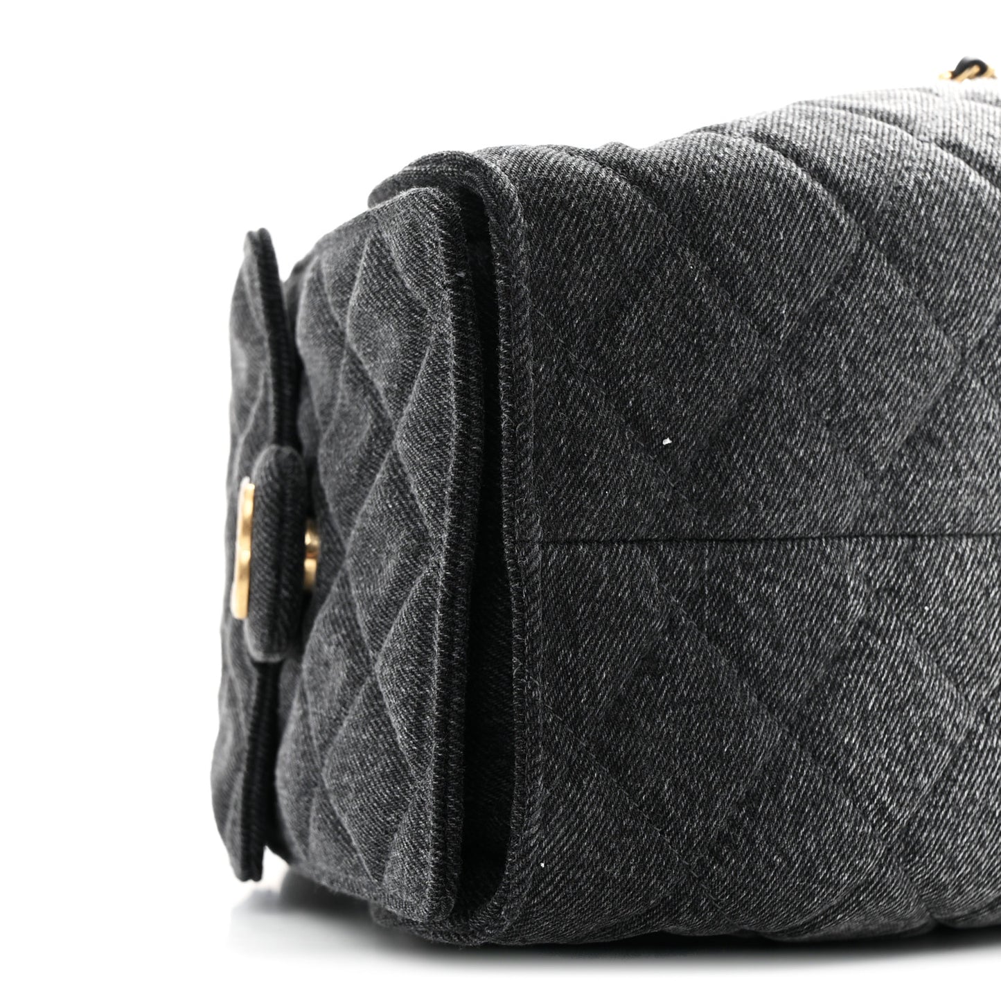 Washed Denim Quilted Small Chanel 25 Handbag Black