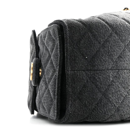 Chanel Washed Denim Quilted Small Chanel 25 Handbag Black 8 of 9
