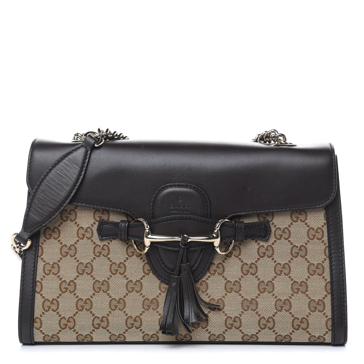 Gucci Monogram Margaux Calfskin Medium Emily Chain Shoulder Bag Beige Ebony Cocoa 1 of 15
