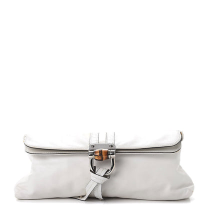 Gucci Calfskin Bamboo Croisette Clutch White 1 of 17