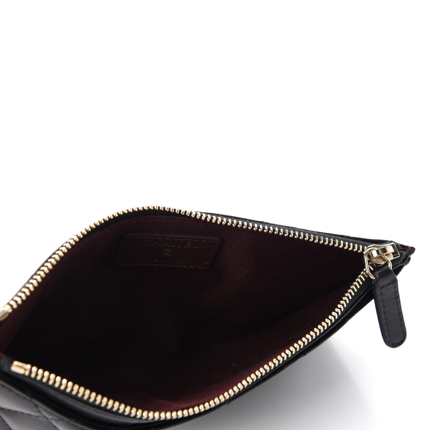 Lambskin Quilted Classic Zip Pouch Black