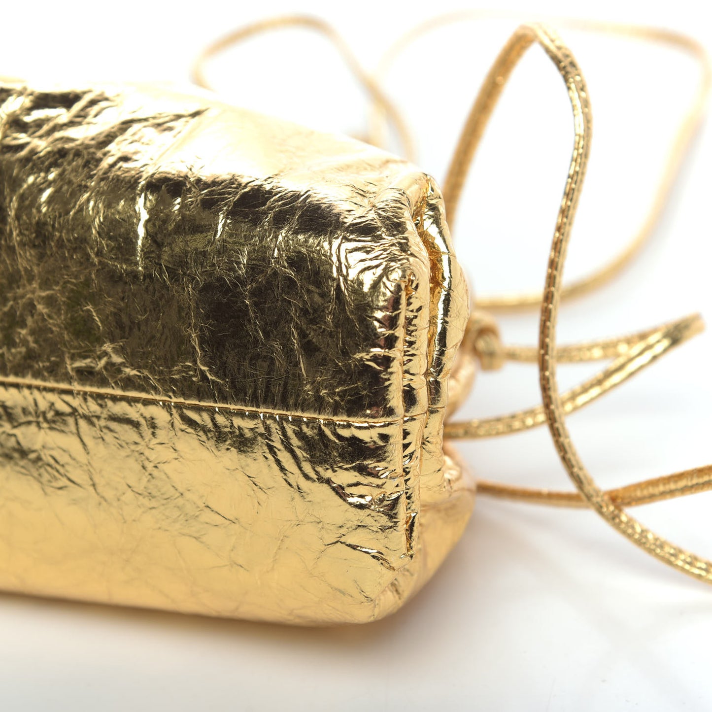 Metallic Crinkled Lambskin The Mini Pouch Oro