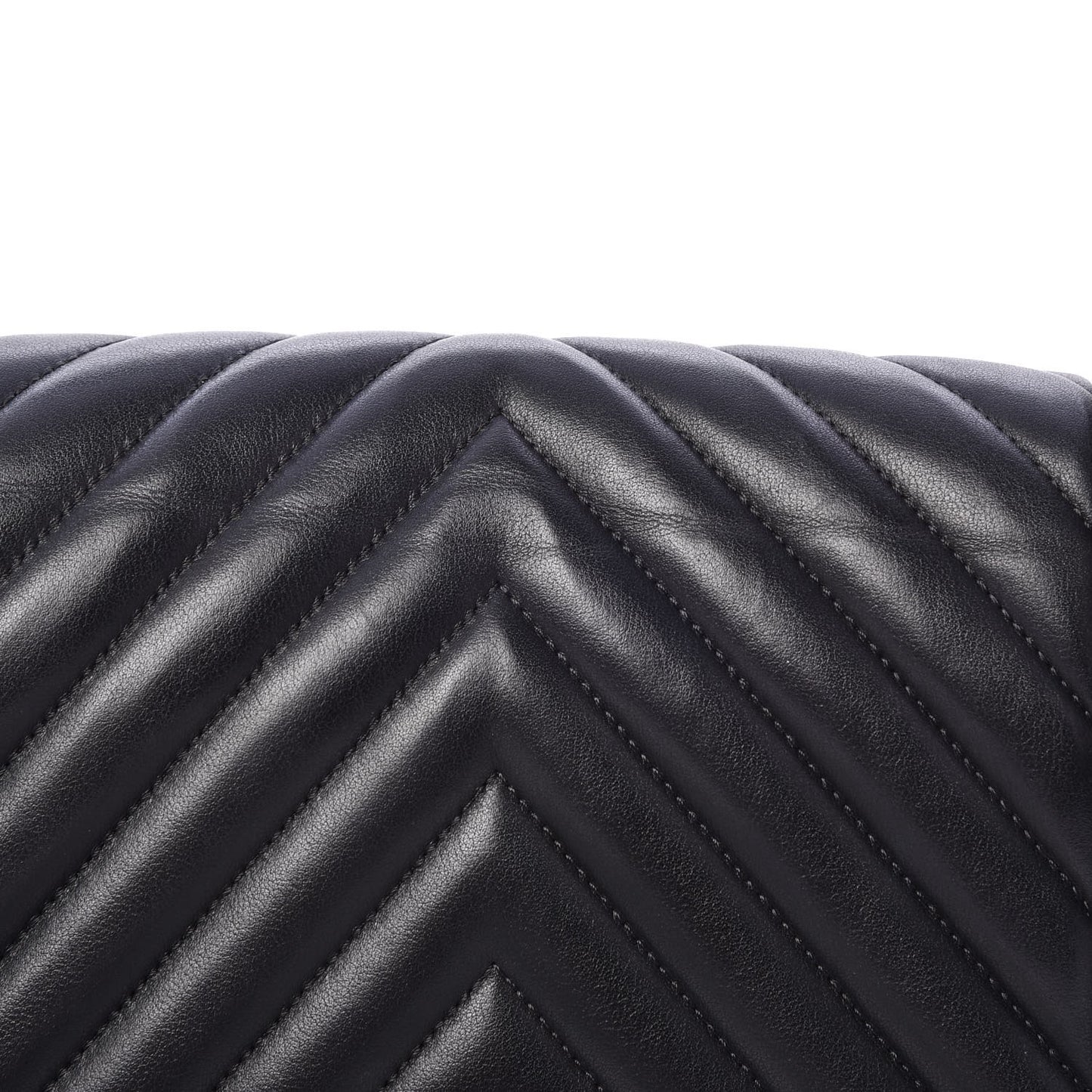 Calfskin Chevron Quilted Medium Boy Flap Black