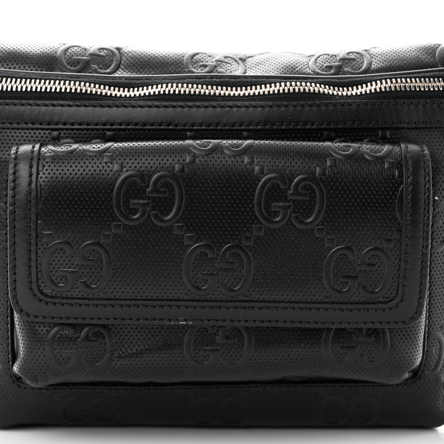 Gucci Calfskin GG Tennis Embossed Pocket Belt Bag Black 8 of 11