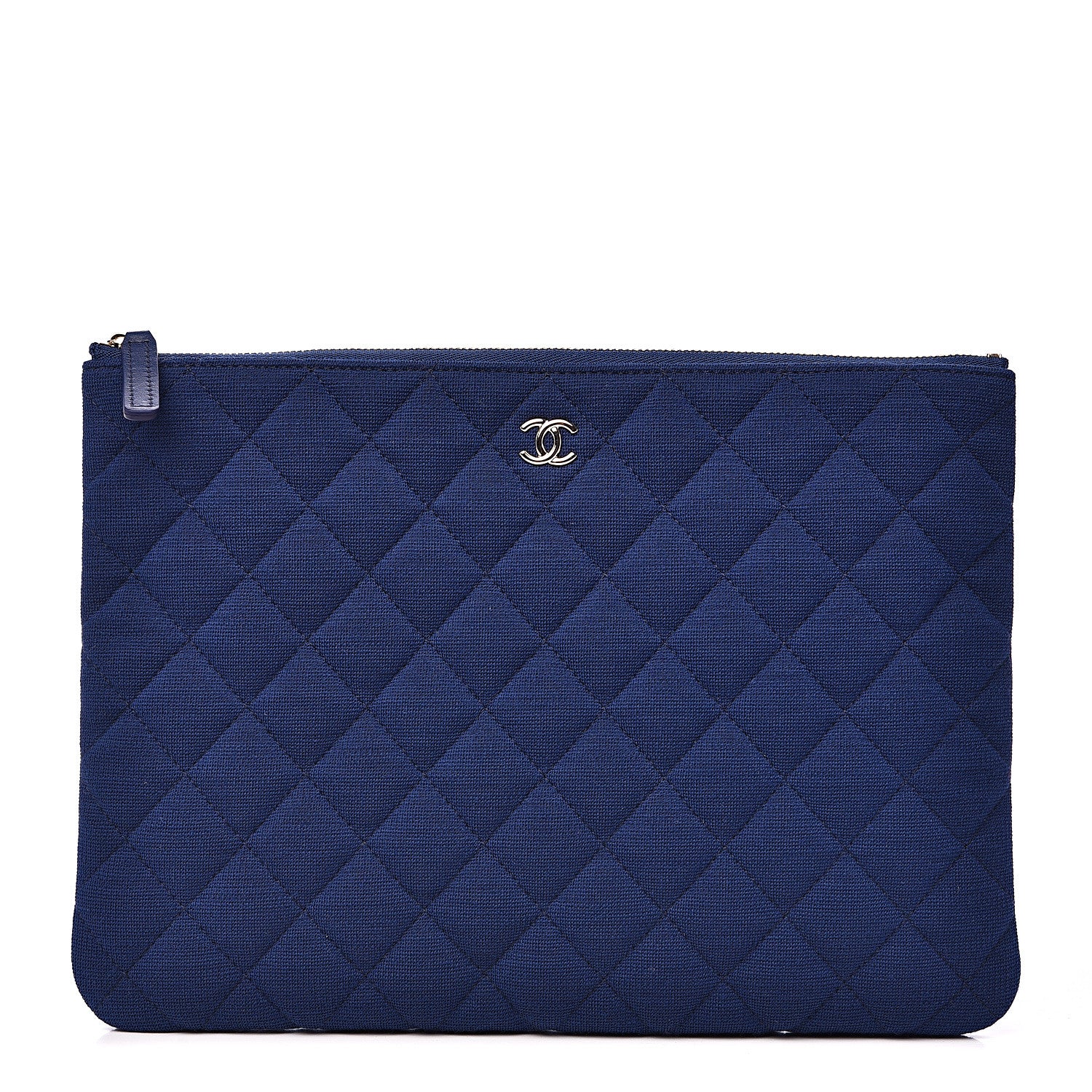 Chanel Jersey Quilted Medium Cosmetic Case Blue 1 of 8