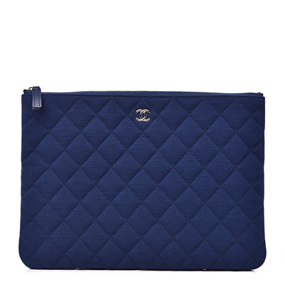 Chanel Jersey Quilted Medium Cosmetic Case Blue 1 of 8