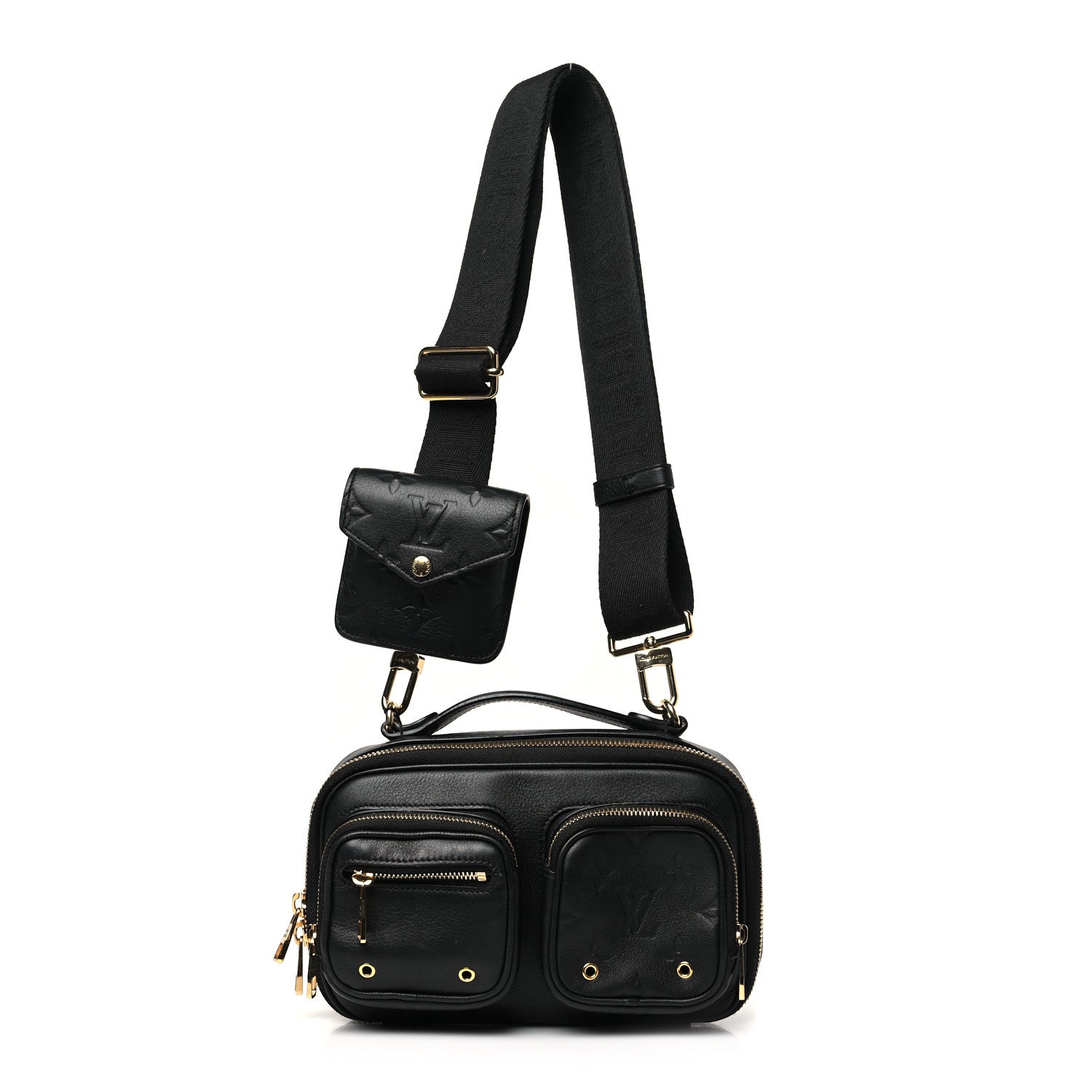 Louis Vuitton Calfskin Monogram Embossed Utility Crossbody Black 1 of 10