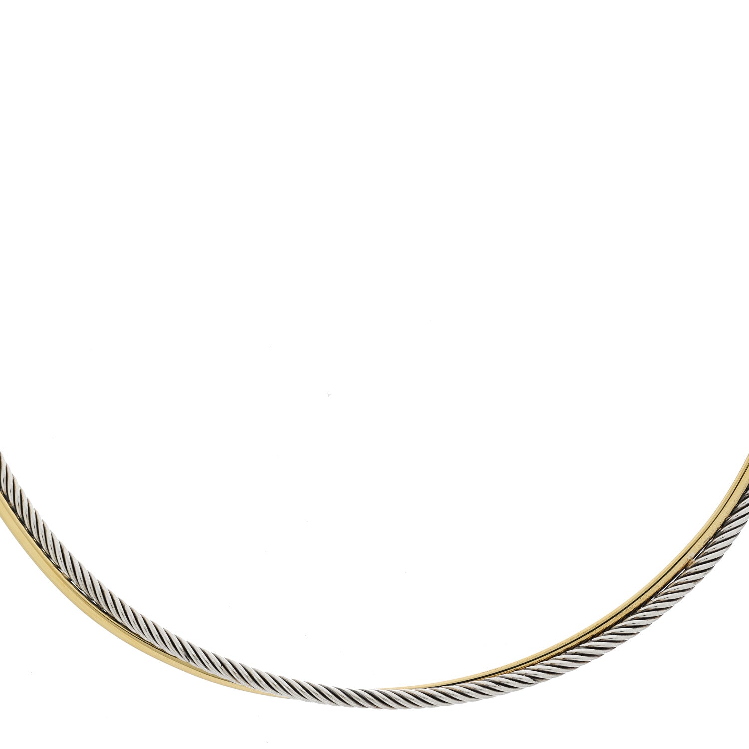 David Yurman Sterling Silver 18K Yellow Gold Crossover Cable Choker Necklace 1 of 4