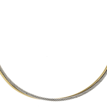 David Yurman Sterling Silver 18K Yellow Gold Crossover Cable Choker Necklace 1 of 4