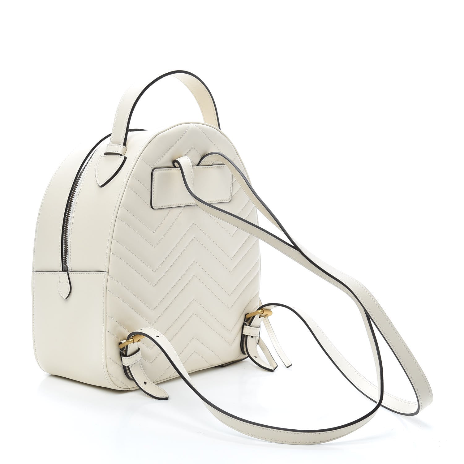 Gucci Calfskin Matelasse GG Marmont Dome Backpack White 3 of 9