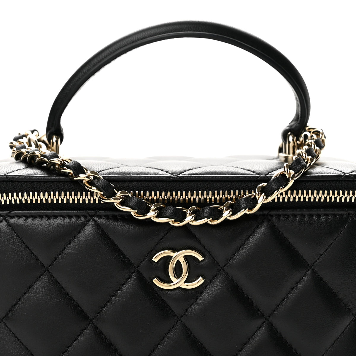 Chanel Lambskin Quilted Small Top Handle Vanity Case With Chain Black 7 of 11