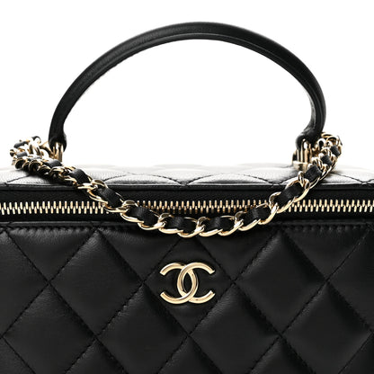 Chanel Lambskin Quilted Small Top Handle Vanity Case With Chain Black 7 of 11
