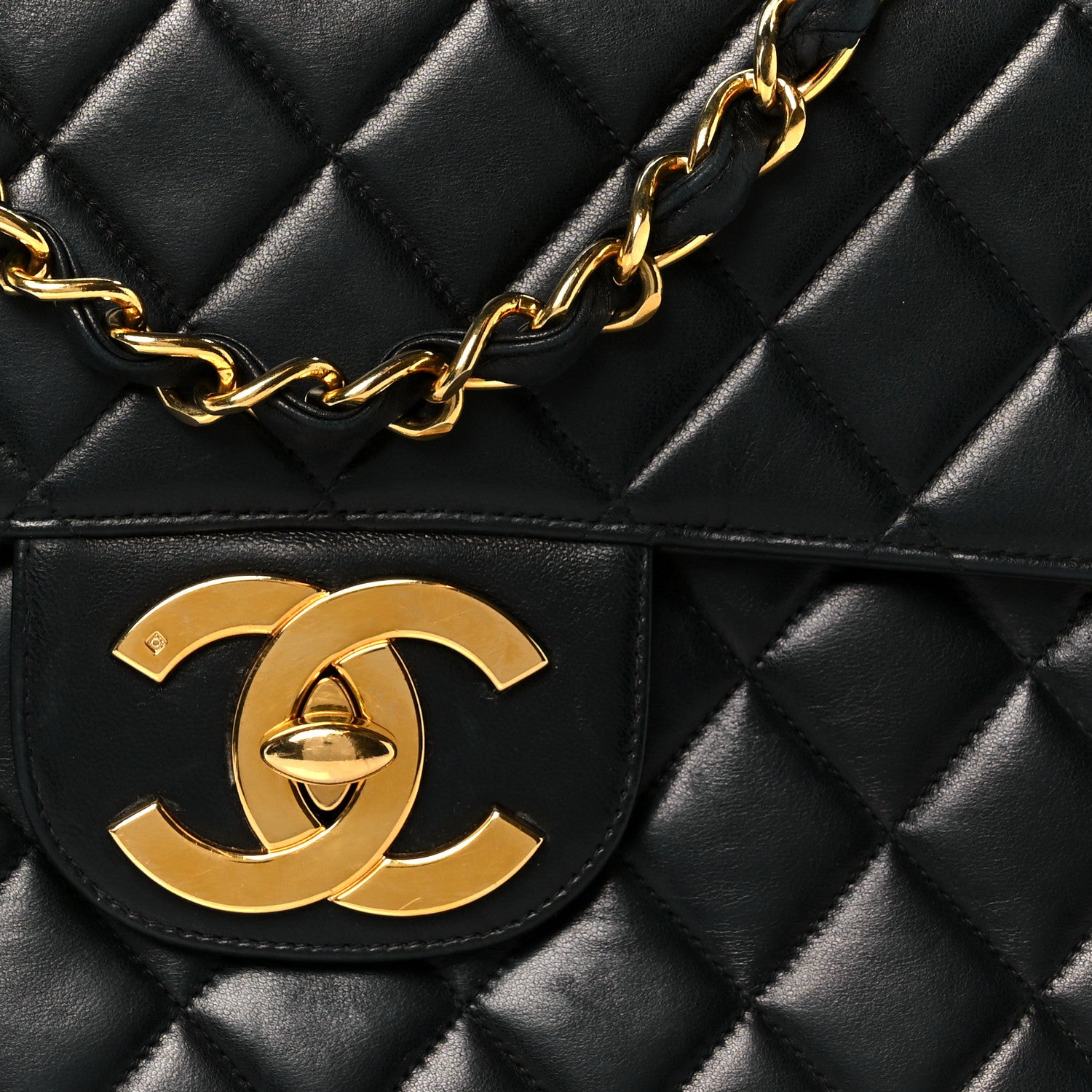 Chanel Lambskin Quilted XL Jumbo Single Flap Black 9 of 11