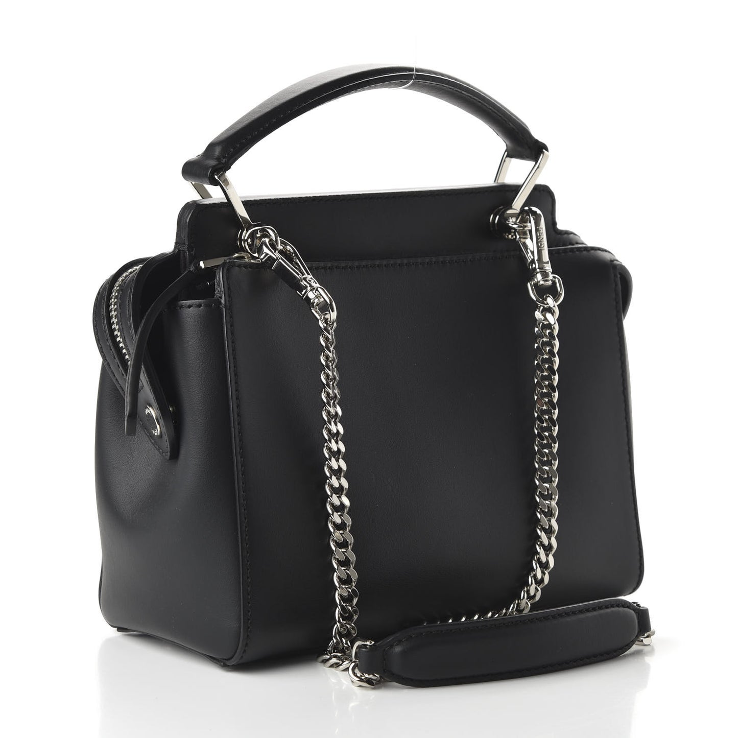 Vitello Baltico Dolce Nappa Lace Up Small Dotcom Click Chain Satchel Black