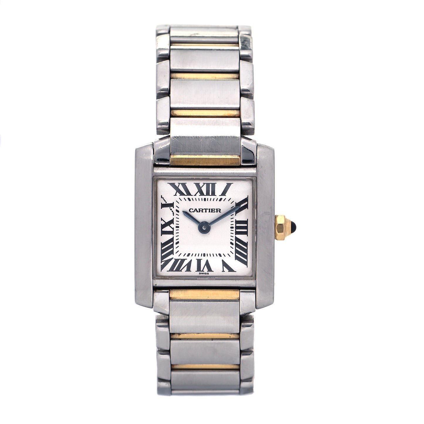 Stainless Steel 18K Yellow Gold 20mm Tank Francaise Quartz Watch