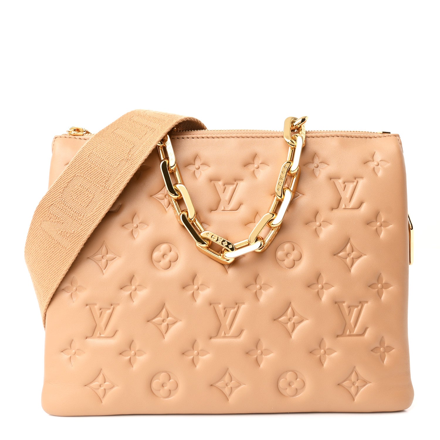 Louis Vuitton Lambskin Embossed Monogram Coussin PM Camel 1 of 11