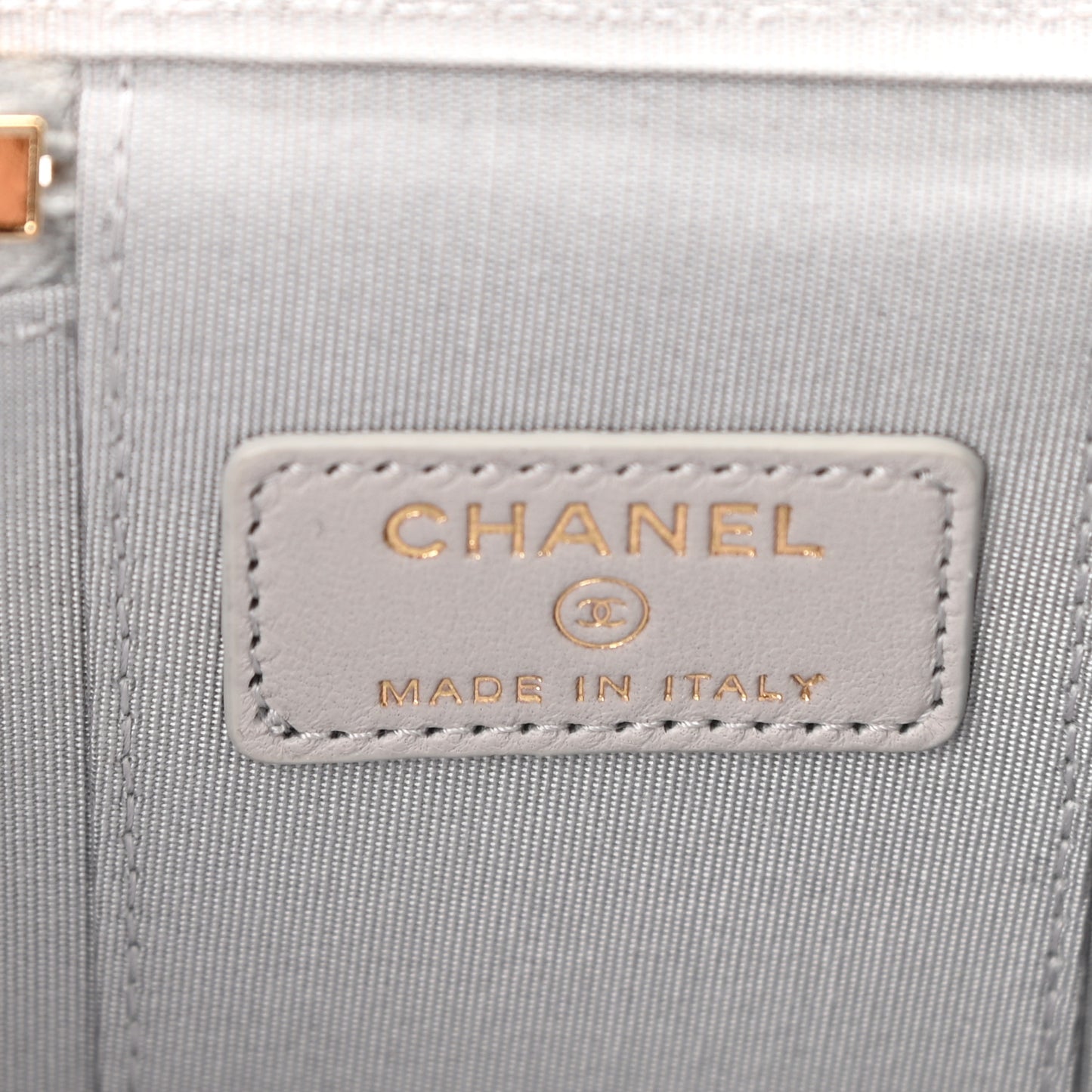 Lambskin Quilted Top Handle Mini Vanity Case With Chain Grey