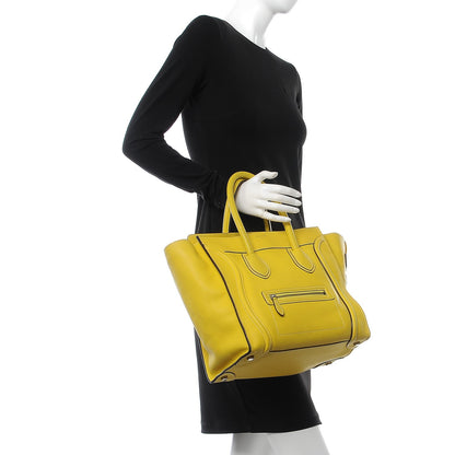 Celine Drummed Calfskin Mini Luggage Citron 2 of 26
