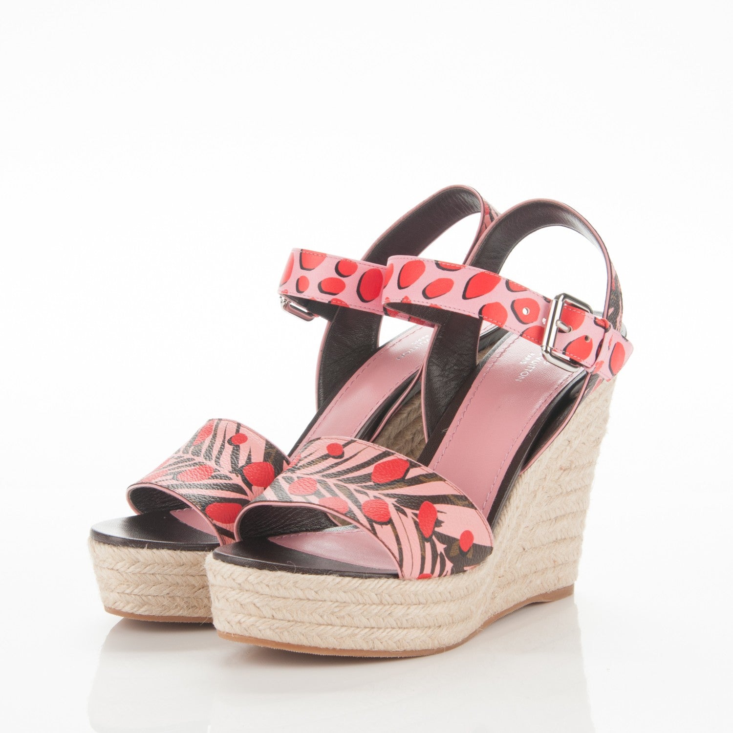 Louis Vuitton Monogram Jungle Dots Espadrille Wedge Sandal 38 Sugar Pink Poppy 3 of 6