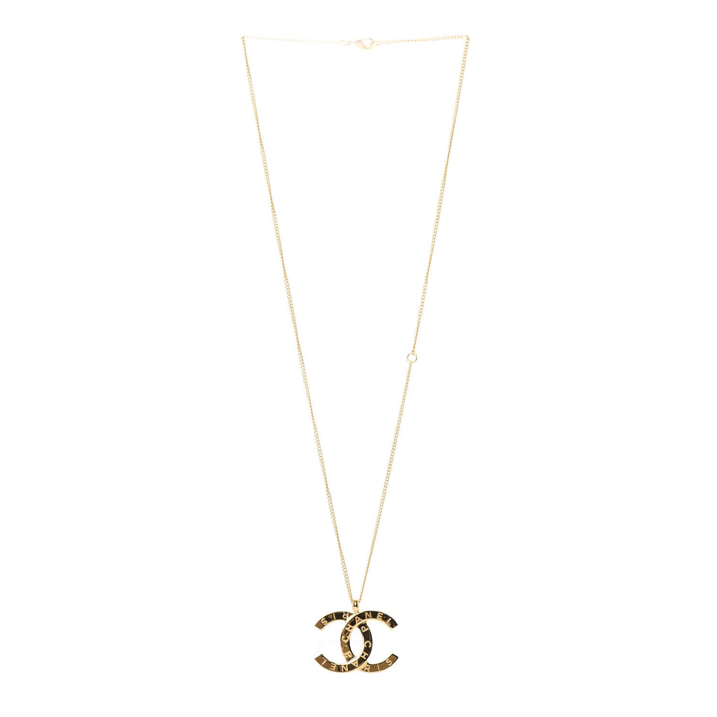 Metal CC Paris Button Necklace Gold