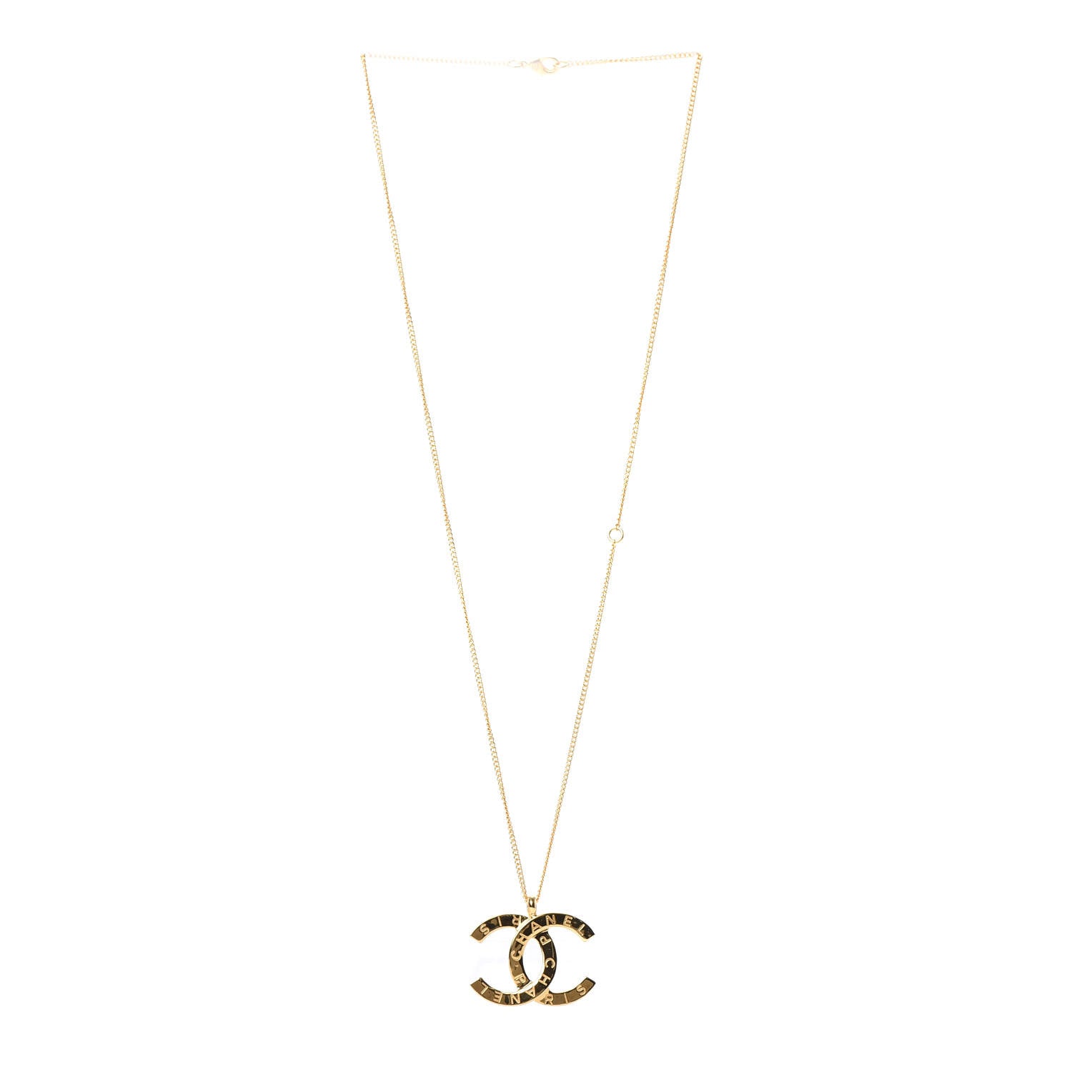 Chanel Metal CC Paris Button Necklace Gold 3 of 5