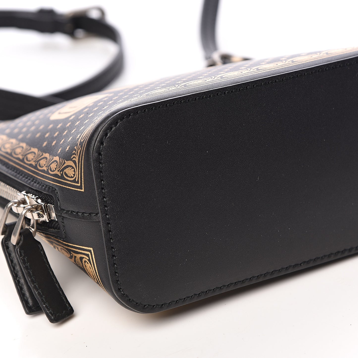 X SEGA Calfskin GUCCY Stars Mini Dome Shoulder Bag Black Gold