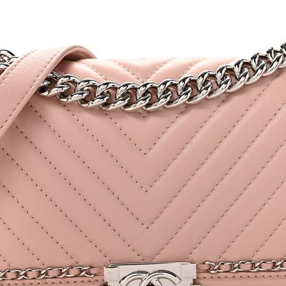 Chanel Calfskin Chevron Tweed Medium Boy Flap Pink 8 of 10