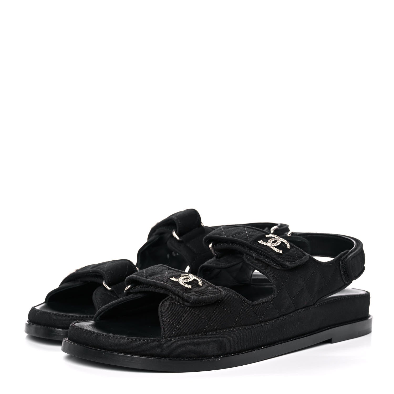 Chanel Denim Velcro Dad Sandals 41.5 Black 3 of 11