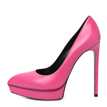 Saint Laurent Calfskin Janis 105 Platform Pumps 39 Fuchsia 1 of 8