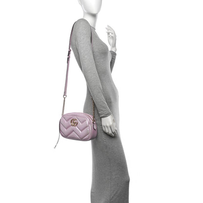 Gucci Iridescent Nappa Chevron Matelasse Small GG Marmont Chain Shoulder Bag Iridescent Escape Pink 2 of 10